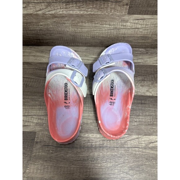 Birkenstock Arizona EVA Sandals Purple Fog Swirl Sz 9  Multicolor Beach Summer - Picture 6 of 16